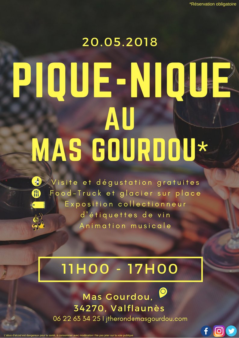 😊 Et si on se retrouvait le 20 mai autour d'un Pique-Nique 🥪 accompagné d'un verre de vin? 🍷#MasGourdou #Valflaunès #PicSaintLoup #vin #Languedoc #PiqueNique #VigneronIndépendant <a href="/DocEnBouche/">D'Oc en Bouche</a> #foodtruck #MontpellierNow