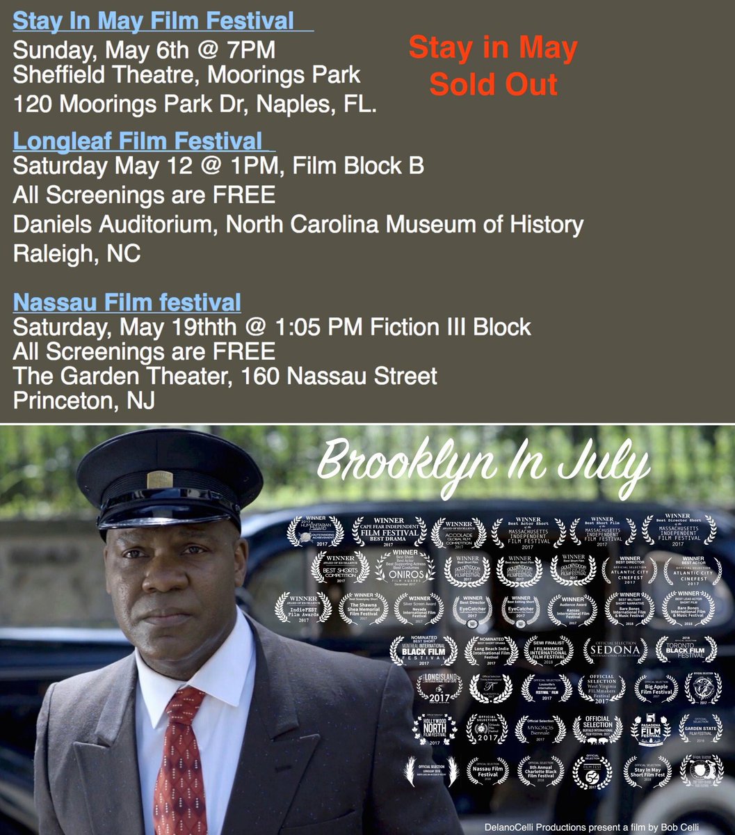 cellib4's tweet photo. May screenings for Brooklyn In July! Big thank you to all the folks at Stay in May, @LongleafFF & @NassauFilmFest!!#brooklyninjuly #delanocelliproductions #shortfilm #indiefilm #filmmaker #gratitude #humbled #stayinmay #naplesFL #raleighNC #longleafff #nassaufilmfestival https://t.co/plMB74iQQ7