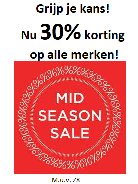 Kom snel naar de winkel voor de maatjes 50 t/m 152 voor jongens en meisjes!
Deze korting is geldig op de nieuwe collectie en niet .i.c.m. andere actie's of aanbiedingen.
