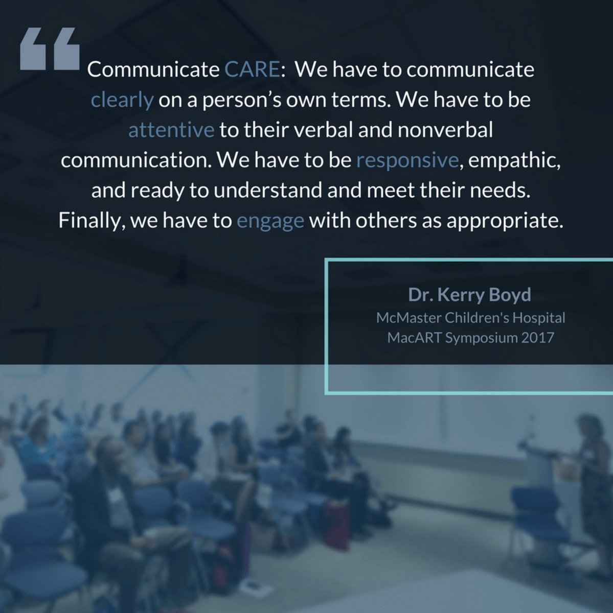 Mac_Autism's tweet photo. An important message from @boydker on the Curriculum of Caring, a program helping make the experience of #healthcare better for ppl with #DevelopmentalDisabilities. See more in our #MacART17 report at https://t.co/glLlVSBGpZ, and check out video of Dr. Boyd’s presentation! https://t.co/o4bCGuSNJY