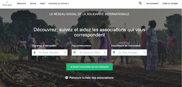 WeeJackpointcom's tweet photo. Wee-Jack s'est refait une beauté 💆!

Découvrez la mise à jour du site et suivez les associations et les projets de solidarité internationale qui vous correspondent 👉 https://t.co/aXn8VOyyMx 🌍 https://t.co/e6cg5Zz2tl