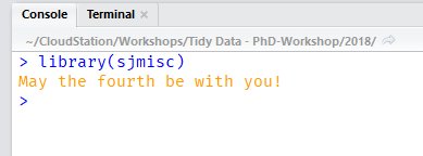 strengejacke's tweet photo. #sjmisc update now on CRAN. Hot feature is the new pkg-startup message, appearing once a year... #rstats #nerdalert https://t.co/DiqfcxQMtg