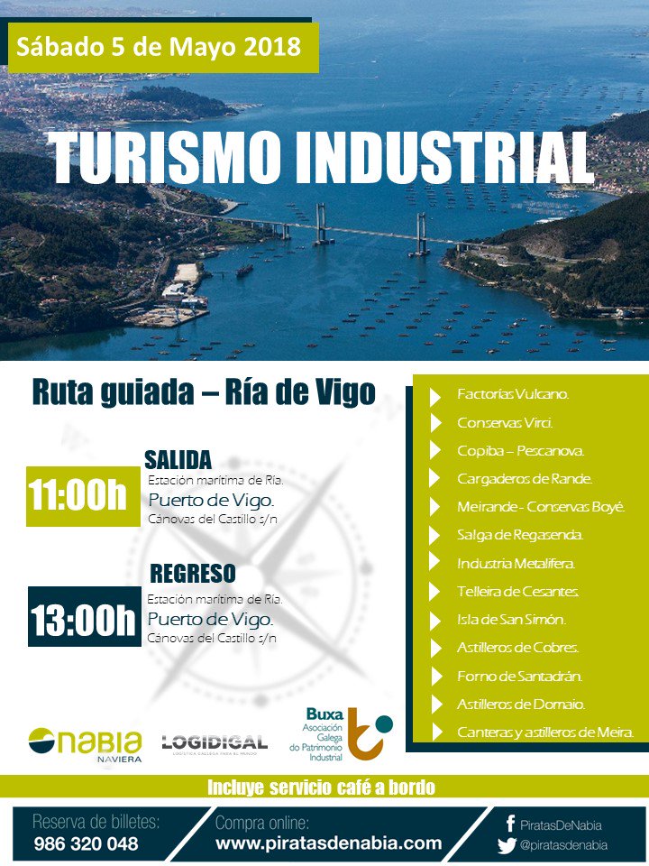 bluegrowthvigo's tweet photo. ¿Aún no tienes plan para este sábado 5 de mayo? Pues estás a tiempo de apuntarte a la ruta guiada organizada por @piratasdenabia y conocer la historia industrial y naval de #Vigo 🚢 #sabadoderuta https://t.co/zXePQxq66X