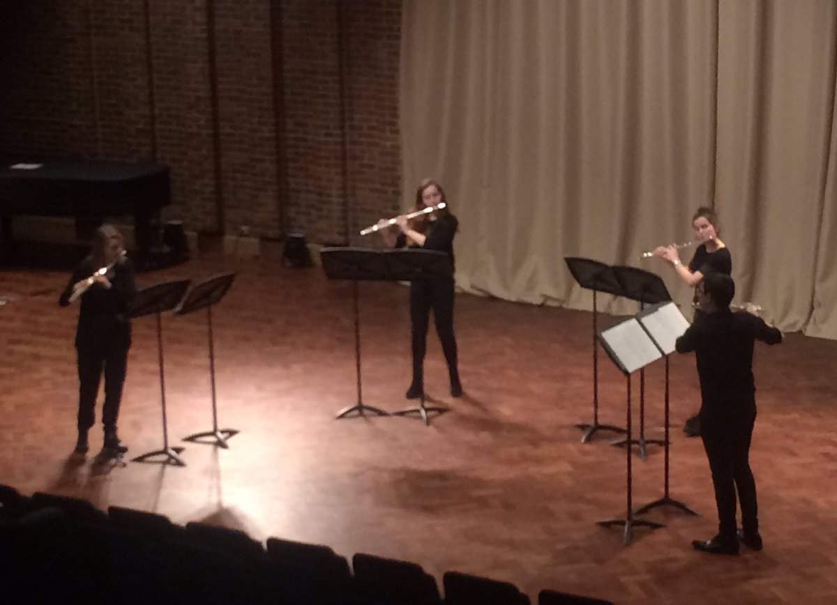 UoSMusic's tweet photo. Great performance from flute quartet Tibiae in our lunchtime concert @TurnerSims today. Lots of @UoSMusic student performances across the city later this month during our exam season - details online shortly at https://t.co/m8Yr4EpNQi  #MusicatSouthampton #ExamZen2018 https://t.co/juMn8nzchC