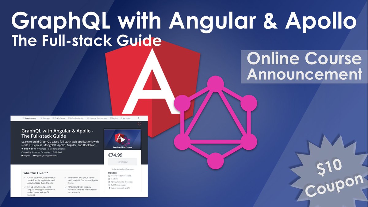s_eschweiler's tweet image. Brand-new online course GraphQL with Angular & Apollo - The Full-stack guide - Use $10 coupon to get enrolled now via link: codingthesmartway.com/courses/graphq… #graphql #apollo #apollostack #nodejs #webdev #fullstack #angular #typescript #javascript #mongodb