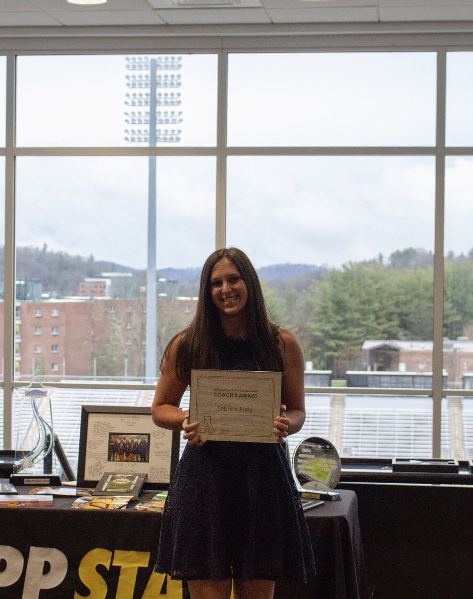 AppCheerleading's tweet photo. Our two Coachβs Awards for the 2017-2018 season were presented to Sabrina and Emily (not pictured) #AppStateCheer https://t.co/0IklvCt1m3