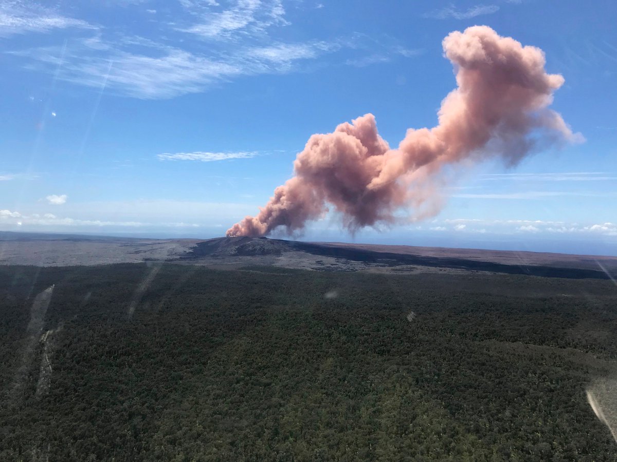 ajplus's tweet photo. Hawaii’s Kilauea Volcano has erupted. Molten lava bubbled up on paved streets and made its way near homes on the Big Island. 

Nearly 1,500 residents were evacuated. No injuries have been reported. https://t.co/rGRr5A7TJ3