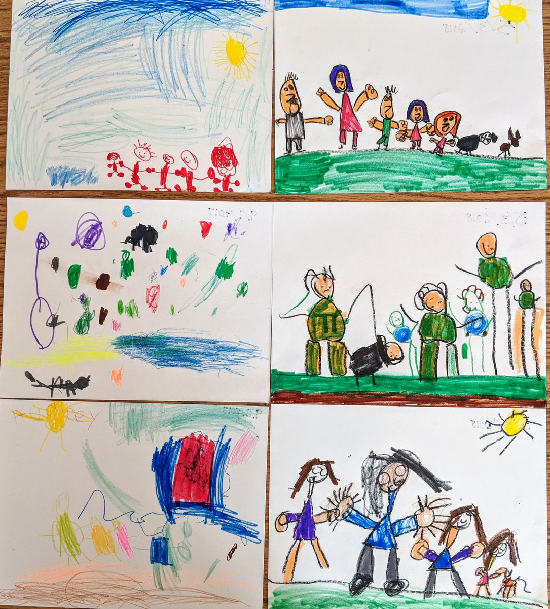 Love seeing our kindergarten kiddos growth! These are pictures of their families. Left is beginning of year, right is end of year.