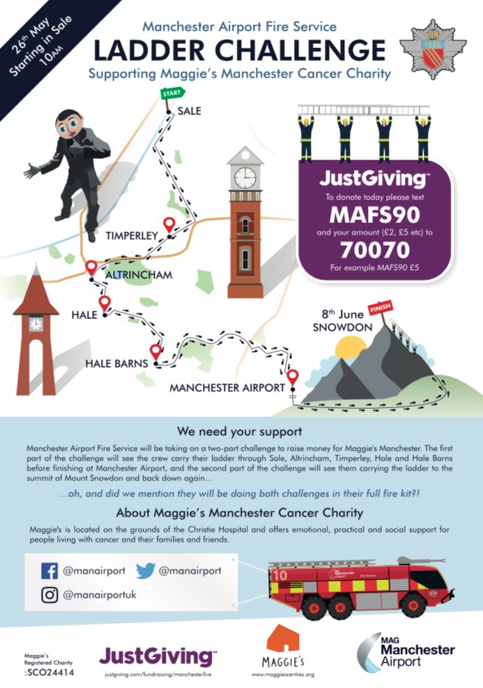 <a href="/manairport/">Manchester Airport</a> Fire Service will be taking on a two-part challenge to raise money for <a href="/MaggiesCentres/">Maggie's Centres</a> show your support!! #charity