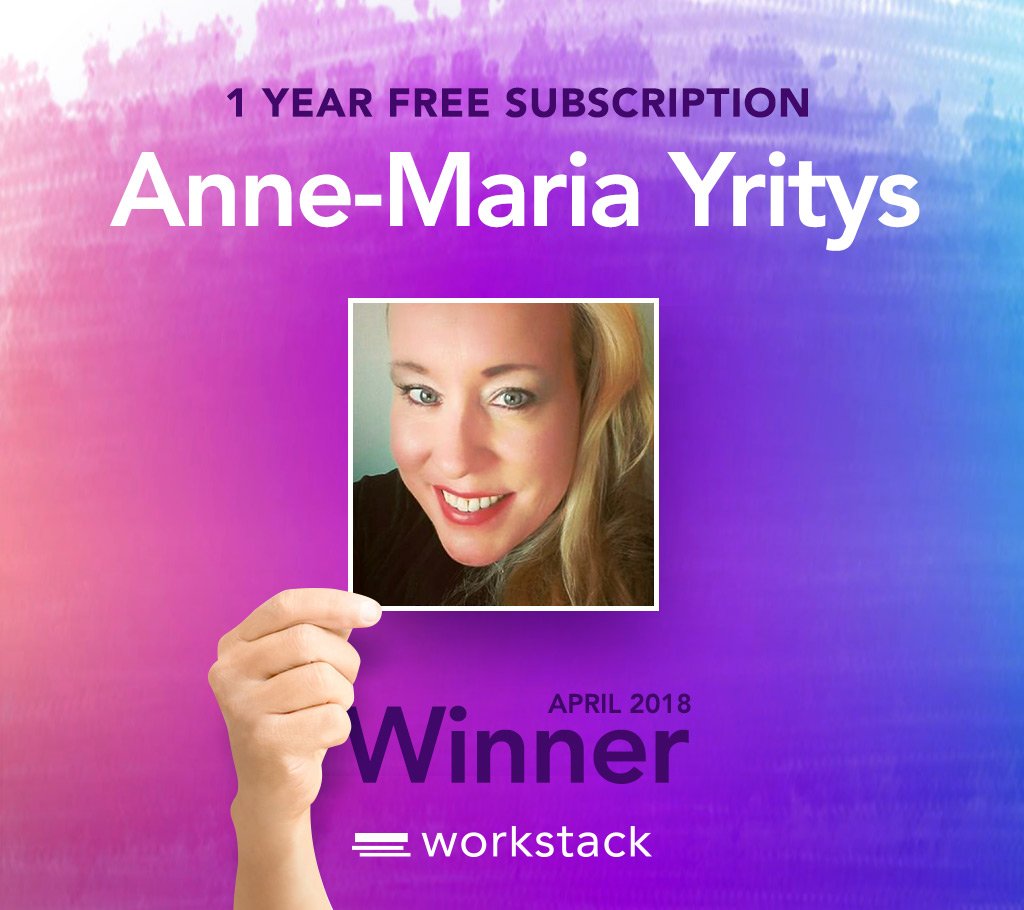 Workstack's tweet image. Hi, Anne-Maria @annemariayritys you're our April 2018 winner of a 1 year free subscription to @Workstack - DM us for your discount code.