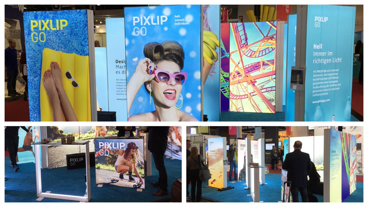 pixlip's tweet photo. Starting soon @FESPA Berlin. This year #FESPA2018 we are presenting the complete range of the #PIXLIPGO assortment. Get ready for mobile #lightbox #ledframe #leuchtbox #leuchtkasten #fabricframe made of plastic. Find us at 4.2 - A55 https://t.co/4zwOMveSwR