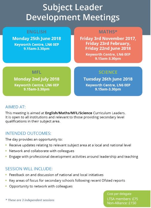 lincsciencecomp's tweet photo. Are you a Curriculum Leader for Maths, English, Science or MFL? Our hugely popular Subject Leader Development Meetings (SLDMs) are back in June! Book now through our website: https://t.co/QEAgJhECKM #teachercpd #subjectdevelopment https://t.co/YnAq0xspvx