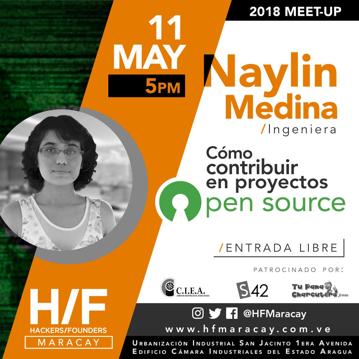 ¡Feliz Viernes para todos! Estamos a una semana para nuestra próxima reunión, te contamos algunos detalles, entre ellos que está vez nos acompañará una de las Ponentes más Joven de la Comunidad, nuestra querida Nailyn Medina. Recuerda registrarte en: hfmaracay21.eventbrite.com