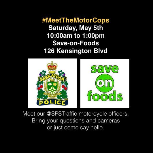 SPSTraffic's tweet photo. Not only is tomorrow Cinco de Mayo, it’s also #MeetTheMotorCops.  Come on down to @saveonfoods in Kensington between 10:00 and 1:00.   Check out the police motorcycles, free snacks and refreshments and all your traffic questions answered. https://t.co/cUhxnXVx4C