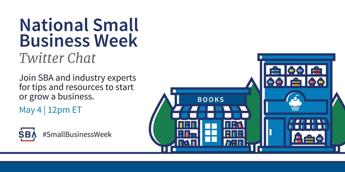 In celebration of National #SmallBusinessWeek, join SBA for a Twitter chat on “How to Start and Grow a Business” TODAY at 12:00 pm ET/9:00 am PT! We'll be sharing tips and resources to help small business owners and aspiring entrepreneurs. Follow the hashtag #SmallBusinessWeek.