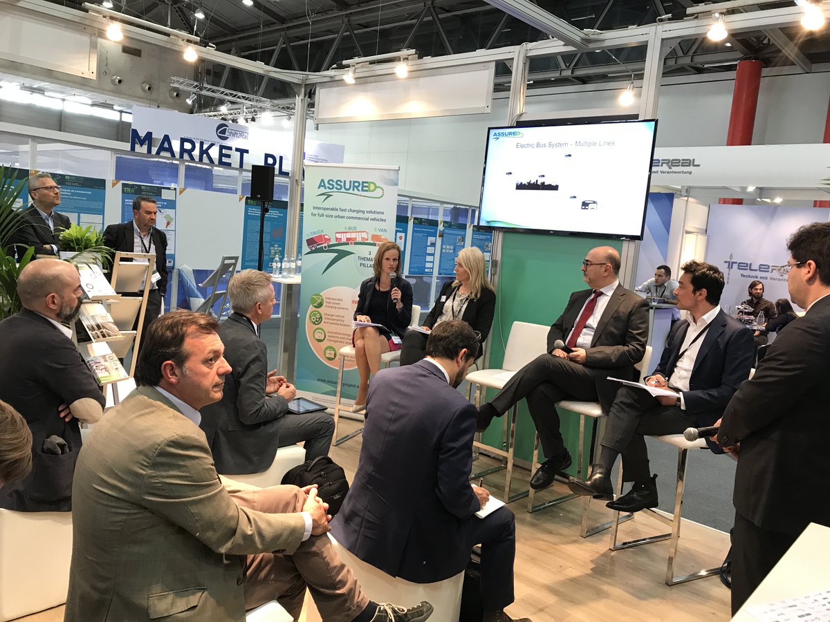 ASSURED_project's tweet photo. The first of the #ASSURED Talks was held in Vienna at the @UITPnews stand at @TRA_Conference. Discover the main highlights of the talk on accelerating the upscale of #electric full-size commercial fleets here 👉https://t.co/YUgTng2G3l @MOBI_VUB @POLISnetwork @VolvoBusGlobal https://t.co/ciVVRpzkp3