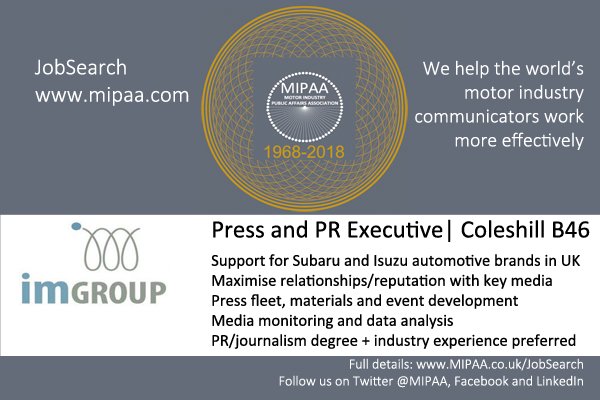 Career opportunity vacancy as Press + #PR Executive w. <a href="/SubaruUKPR/">Subaru UK PR</a> <a href="/IsuzuUKPR/">Isuzu UK PR</a> - see: ow.ly/dyVD30jPJQW