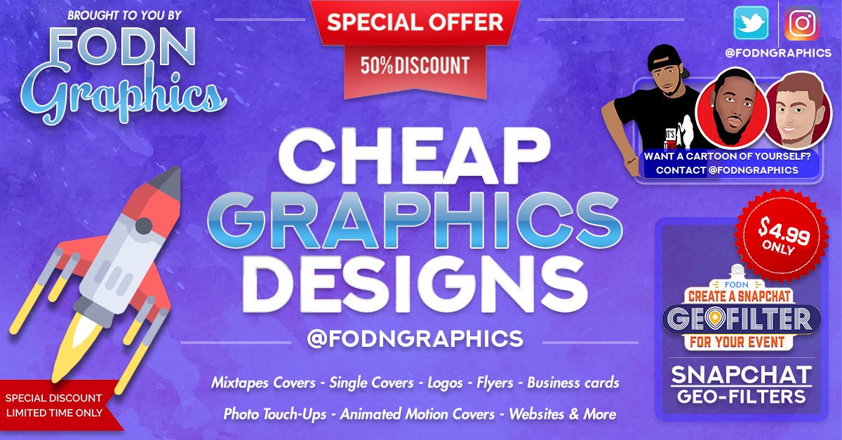 FODNGraphics's tweet photo. Need any graphics designed? You're in luck! 👍DM us @FODNGraphics

-------》
#WeMustAlways #startup #DearWhitePeople #MayThe4thBeWithYou #Celtics #StarWarsDay #SoundCloud #DATPIFF #reverbnation #audiomack #Tidal #NP https://t.co/eCfU916Bf9 https://t.co/dKFP2mEqm3