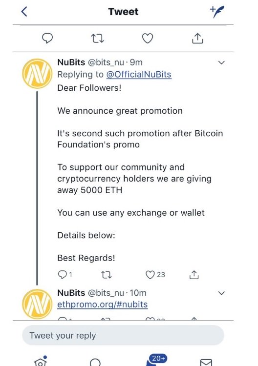 Dear Community,

Be aware that @bits_nu twitter account is a scam ! 

Please only trust official sources

We will never PM you first or ask for money

Have a great day