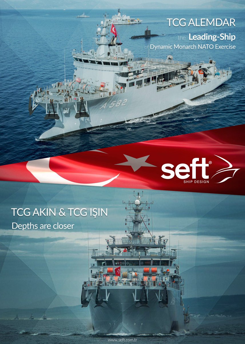 SEFT tarafından tasarlanan ve 2017 yılı içinde Şanlı Donanmamıza katılan TCG ALEMDAR (A-582), TCG IŞIN (A-583) ve TCG AKIN (A-584) gemileri!
#SEFTShipDesign #TcgAlemdar #Moship #TcgIşın #TcgAkın #Kuryed #TurhishNavy #Design #Engineering #NavalShips #Navy #Naval #WarShip