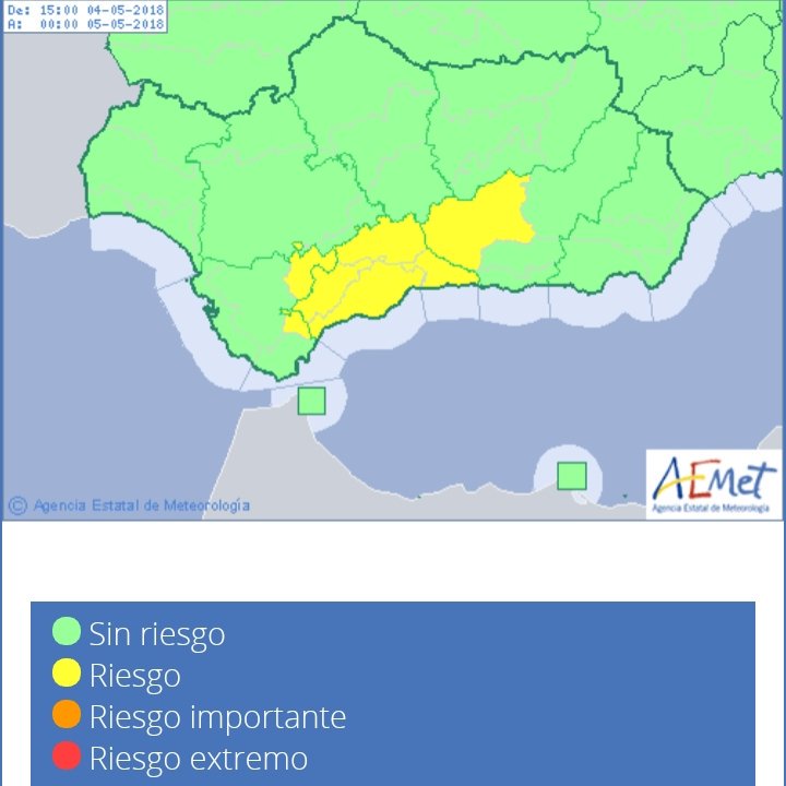 PCMalaga's tweet image. Aemet emite aviso amarillo por lluvia para esta tarde en Málaga