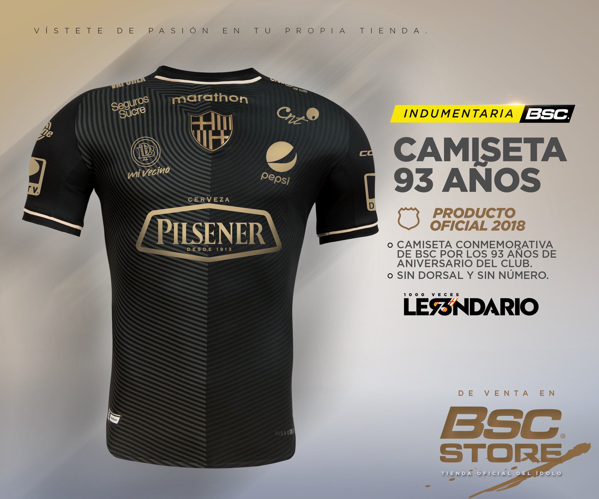 BARCELONA S.C. on X Compra en BSCSTOREoficial la camiseta Conmemorativa por el Aniversario 93 del Club. Precio 60 Sin dorsal y sin numero Tallas Desde S hasta XXXL