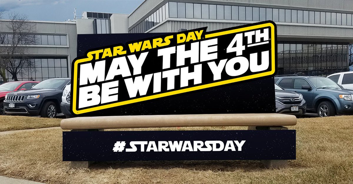 BestBuySignsOma's tweet photo. #DYK one of the earliest known records of "#MayThe4thBeWithYou” was in 1979 thanks to Margaret Thatcher’s campaign party? Whether it’s movie marathons, greetings on social media, cooking Star Wars recipes, or whatever else – we wish you a happy #StarWarsDay!  #OOH #OmaBusBench https://t.co/NLdOf92Bw5