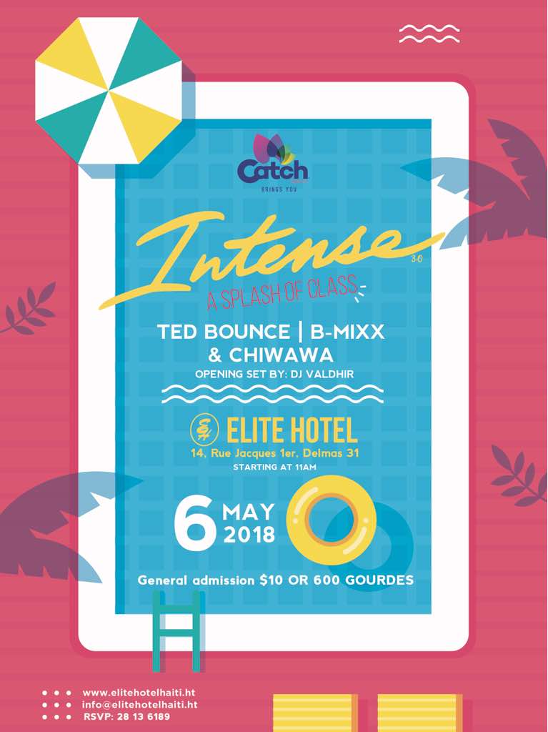 romalystfort's tweet photo. This SUNDAY, May 6th Just Got Real #IntensePOOLPARTY 3.0 🏊‍♂️ featuring @bmixx_dj, @tedbounce_ &amp; @ChiwawaChawa at Elite Hotel [14, Rue Jacques 1er, Delmas 31] Starting at 11:00 AM | Tickets at #10Usd or #600HTG #SundayFUNDAY https://t.co/RaVNNWqe9C