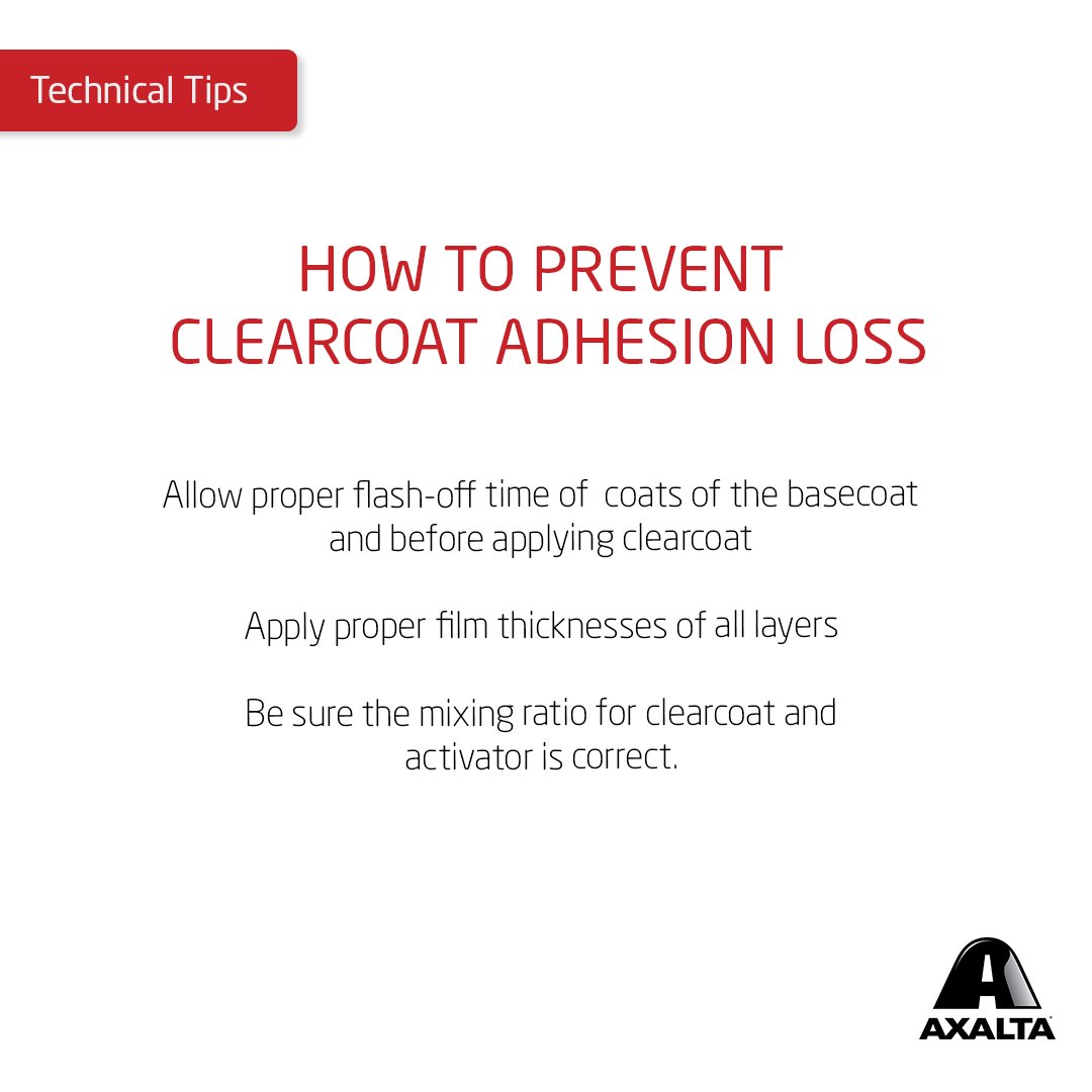 axaltanaindust's tweet photo. #TechTips: Experiencing clear coat adhesion loss? Here's how to stop it from happening. #paintproblems https://t.co/JNcB4SDxR7