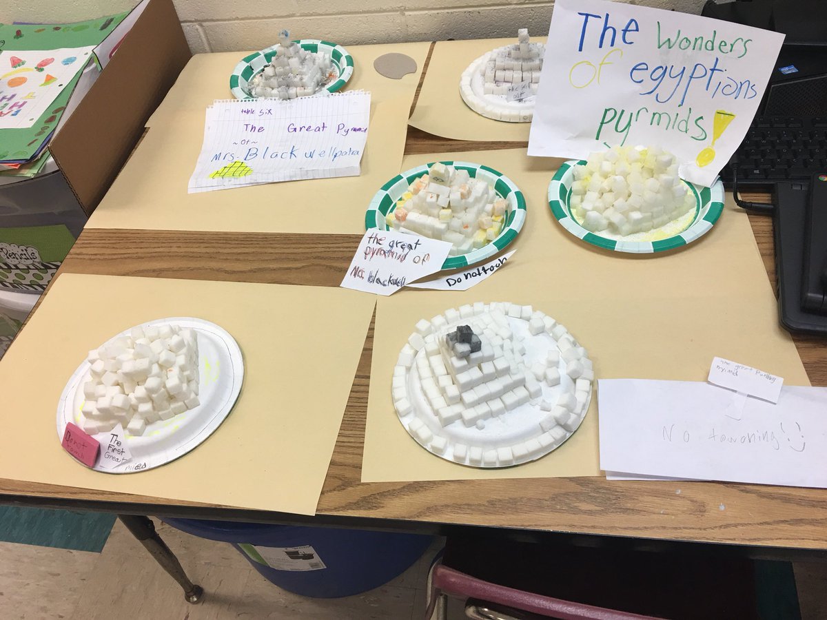 eblackwell87's tweet photo. STEAM challenge today.  Creating the pyramids from ancient Egypt.  #plandesignbuild #steam #Oneccps @weRweaver #engagestudents https://t.co/BMBi6askVP