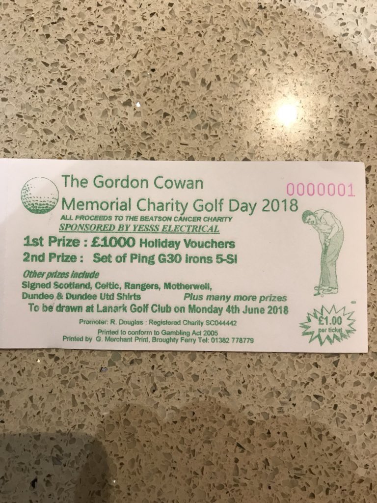 The Gordon Cowan Memorial Golf Day . 1 month to go and we are still looking for willing raffle ticket sellers. £171,000 raised so far for <a href="/Beatson_Charity/">Beatson Cancer Charity</a> let’s help us reach the £200,000
The more the merrier for a great cause . Please RT 👏🙏🏻👏🙏🏻