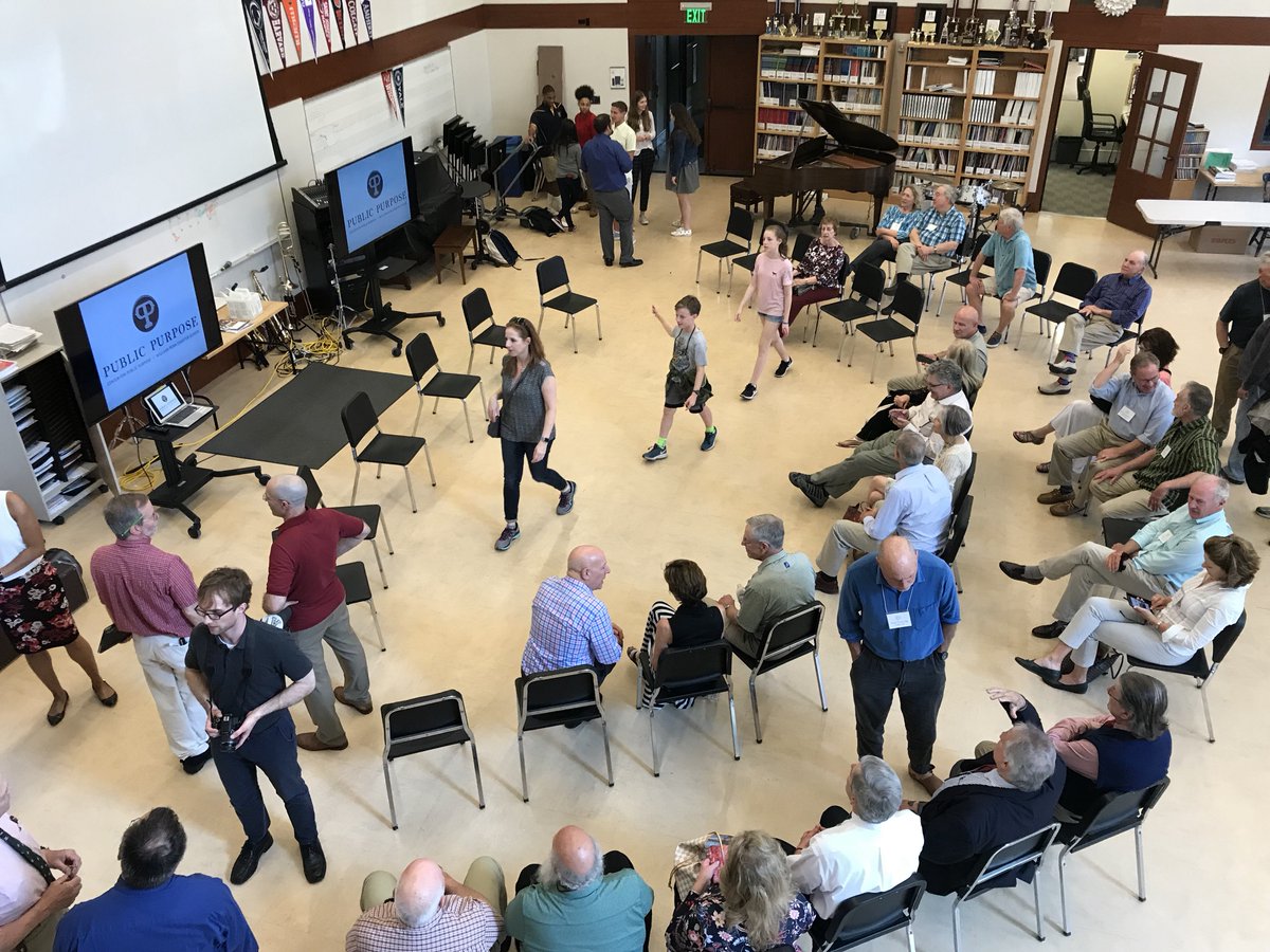 PennCharter's tweet photo. Just as the arts are key to the PC experience, service is central. Sharon Ahram describes the Center for Public Purpose to OPCs, and how it is integrated into Quakerism and the three areas PC focuses on. Poverty, food insecurity and education. #publicpurpose #QuakerEd #OPCweekend https://t.co/l5QBATWqGO