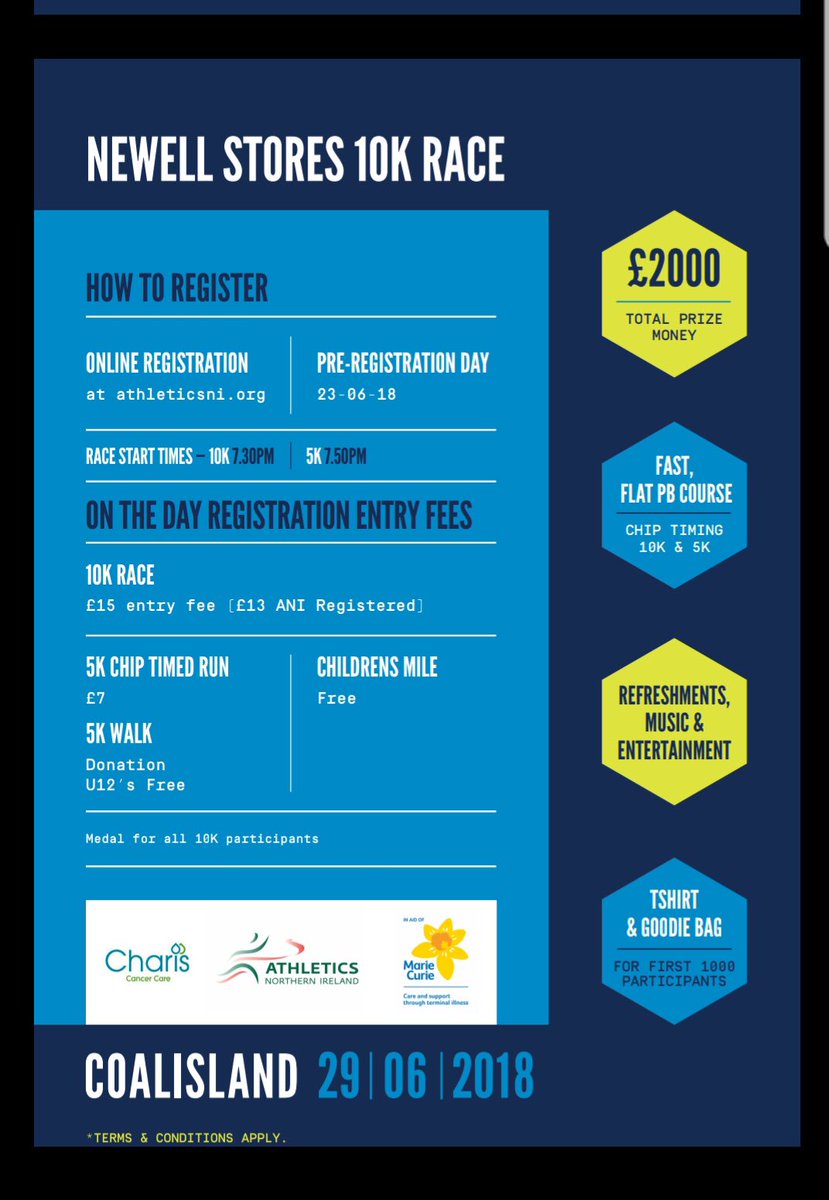 It’s back again the Newell &amp; Keeperlit 10k &amp; 5k if you haven’t already signed up go online to athleticsni.org fantastic event.