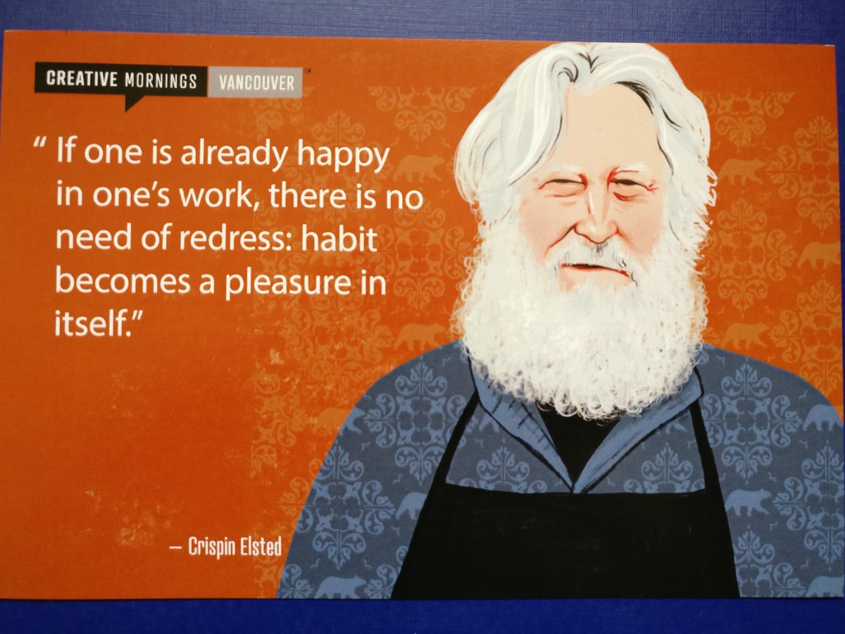 Crispin from #barbarianpress gave a great talk this morning #creativemorningsvancouver. Loved the postcard of Crispin!!! #CMVan #creativemornings