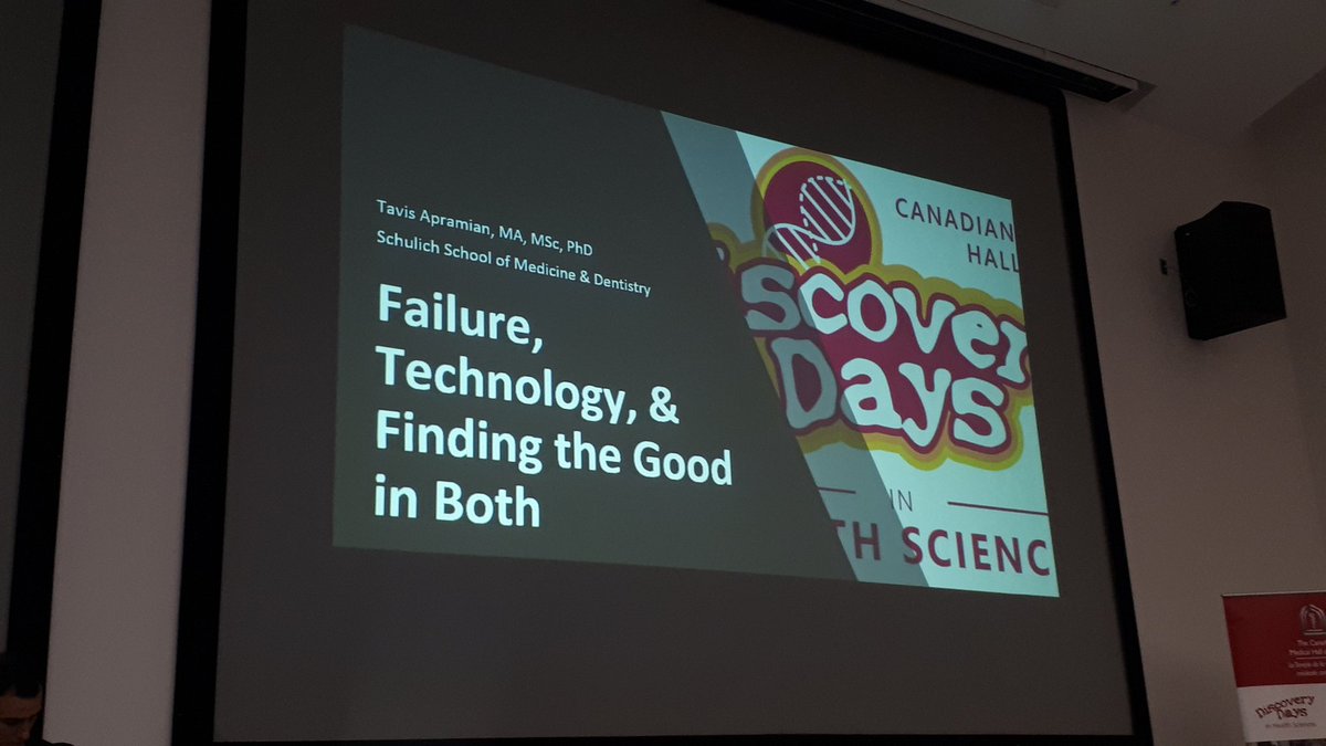 CdnMedHallFame's tweet photo. #CMHFDiscoveryDay off to GREAT start with motivating keynote by #CMHFAward recipient @TavisApramian "Failure, Technology & Finding the Good in Both" Delighted our keynote sponsor Dr. Cecil Rorabeck able to join us! @WesternU https://t.co/20HlzhwWAD