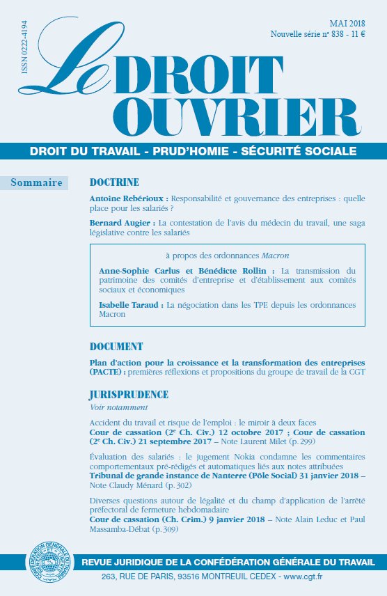 Clement Geiger On Twitter Au Programme Du Droitouvrier De Mai Des Articles Sur Les Ordonnances Le Plan Pacte La Procedure De Contestation Des Avis Du Medecin Du Travail Et Des Commentaires