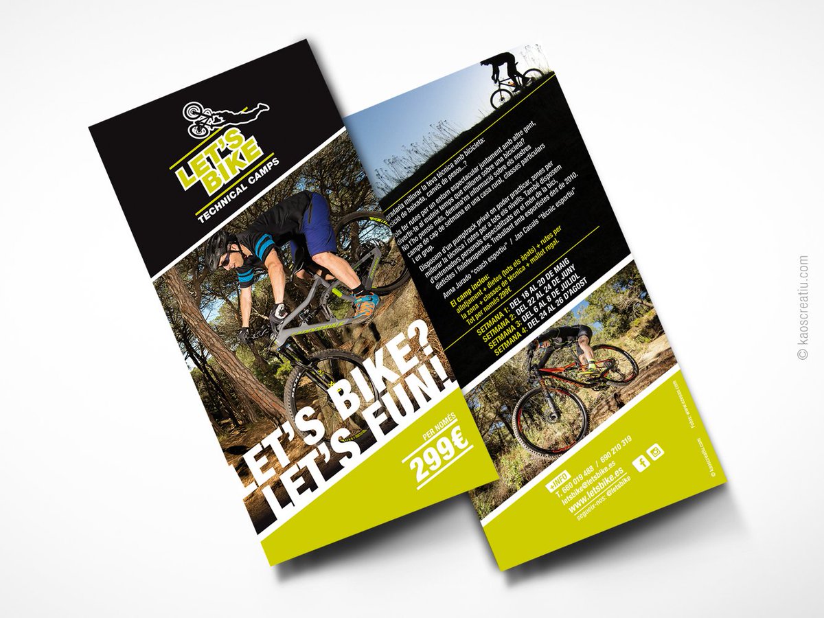 kaoscreatiu's tweet image. Hoy os presentamos la nueva campaña publicitaria para LET'S BIKE! Si te gusta el btt y quieres tener más técnica. Let's Bike sin duda son tus camps. 
LET’S BIKE! LET’S FUN!
letsbike.es
kaoscreatiu.com
#letsbike #letsfun #pumptrack #bike #btt #technicalcamps