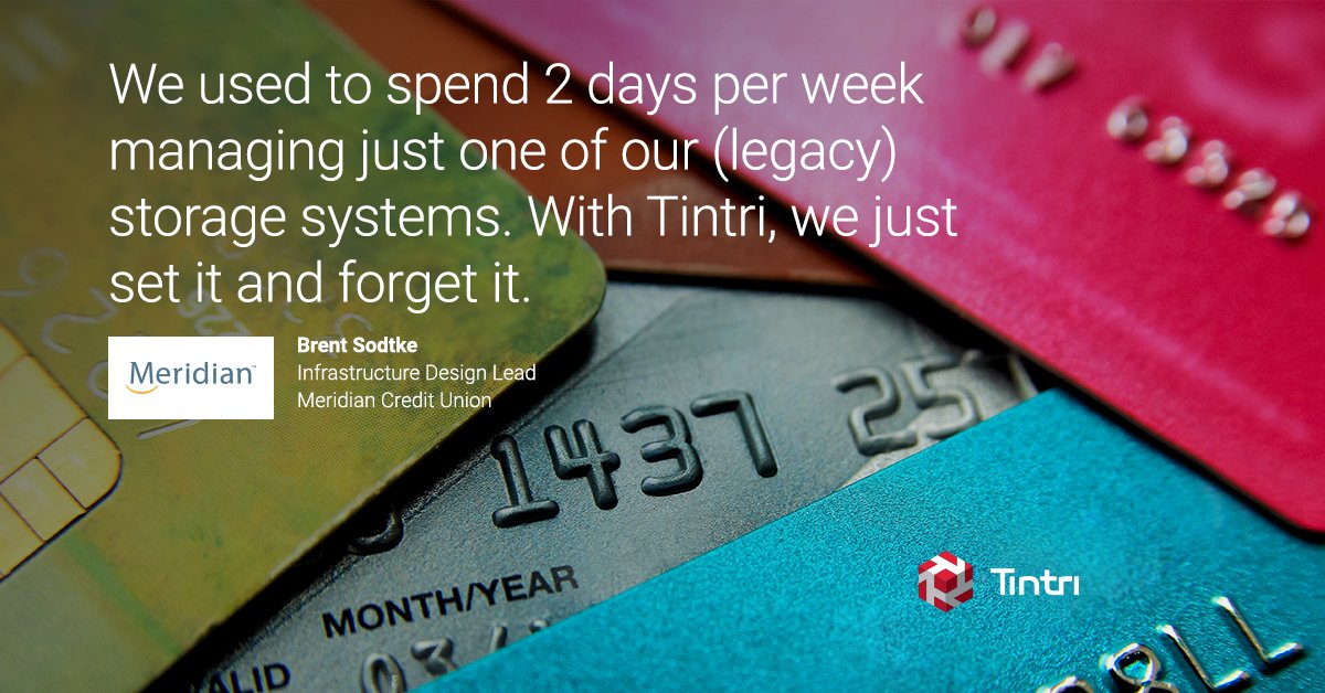 [Case Study] Meridian Credit Union had a 90% Reduction in Footprint and Power. They dropped from 90u to 8u using Tintri. | Read How: ow.ly/Od9J30jPd2j #VDI #VMs #NoMoreLUNs  – RT Tintri