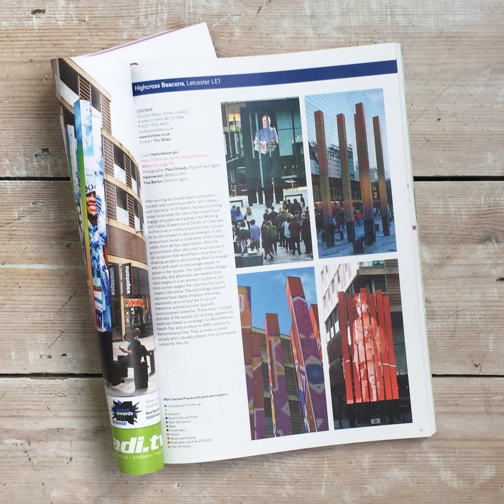 Highcross Beacons as featured in the new <a href="/RIBA/">Royal Institute of British Architects</a> Public Realm Directory <a href="/HXBeacons/">Highcross Beacons</a> <a href="/wotspace/">WotSpace</a> <a href="/ADI_LED/">ADI</a>