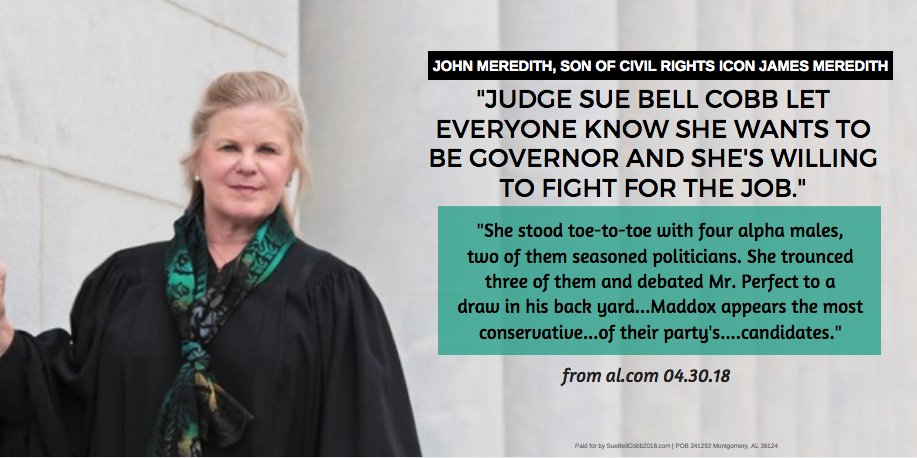 SueBellCobb's tweet photo. #SueBellCobb2018, #ItsTime, #ReckonDebate, #ALpolitics https://t.co/OabS32rt3m, #YearOfTheWoman, #BlueWave, #WokeVote, #JamesMeredith https://t.co/2oSkXyzuXU