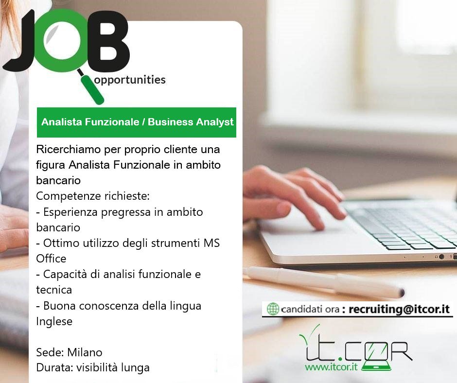 ITCOR_Srl's tweet photo. Candidati alla nostra offerta di lavoro!

#search #job #itcorforbusiness #analistafunzionale #milano #lombardia #lavoro https://t.co/sDLwxf3l2g