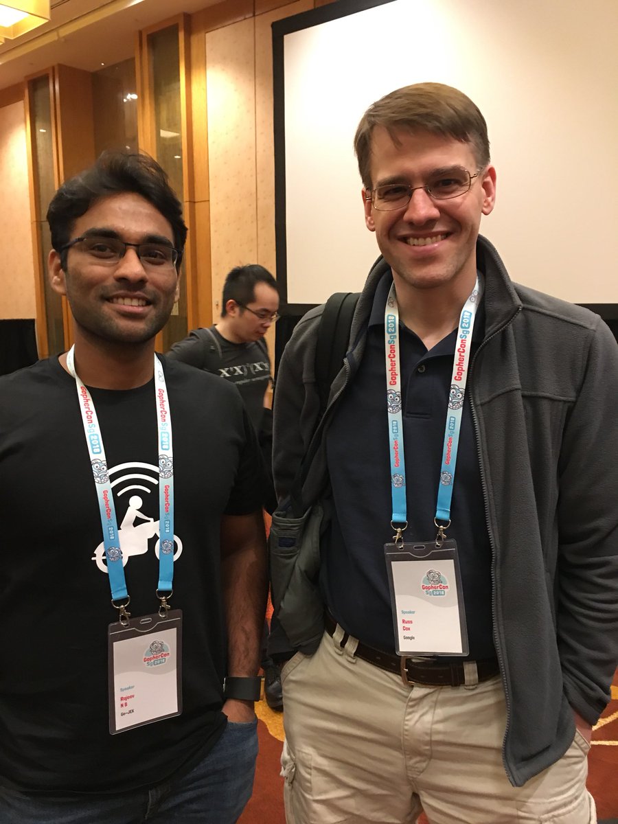 rBharshetty's tweet image. With @_rsc at #GopherConSG. Thank you for the talk and the picture
