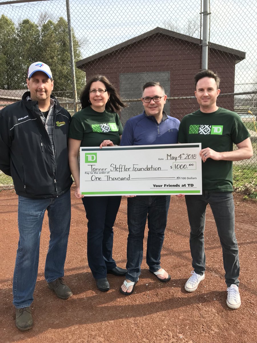 TD is very proud to support the Tanner Steffler Foundation and be apart of a local fundraising baseball tournament #communitymatters #TDPlay @ShaneKennedy_TD @AnneVickers6 @AntonyTCard