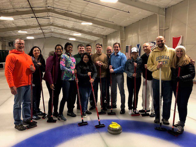 EKTECHRECRUITER's tweet photo. Curling with #TeamDaugherty! #daughertyATL #workhardplayhard #goodtimes #curling #ourconsultantsrock @daughertytweets https://t.co/araQ1glXV0