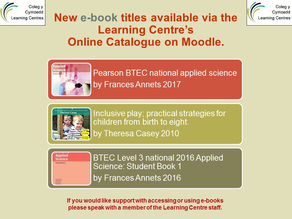 New e-book titles available via the Learning Centre's @ColegyCymoedd Online Catalogue on Moodle