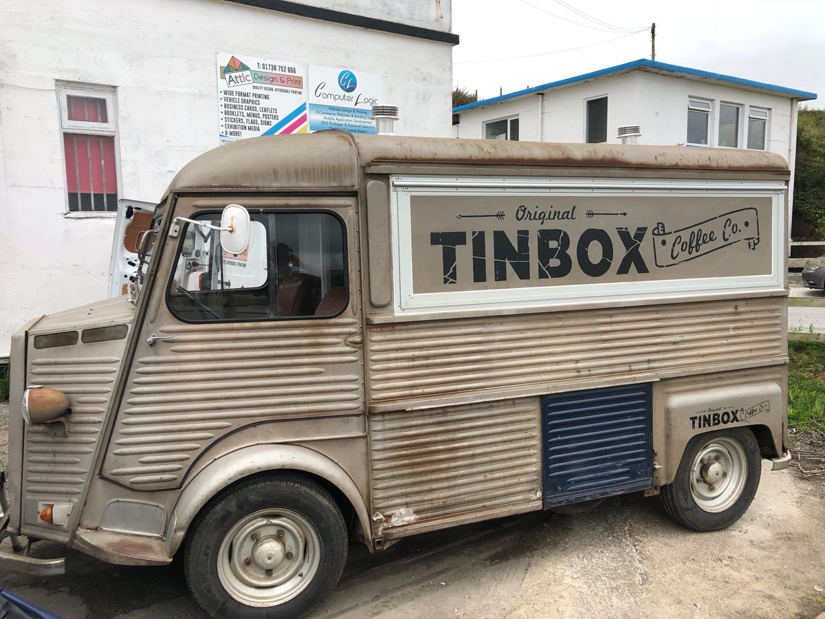 TinBox Coffee Co van all sorted today! What a beautiful vehicle. 

#Coffee #CoffeeVan #StIves #Hayle #LocalPrinter #VehicleSignage #AtticDesignPrint