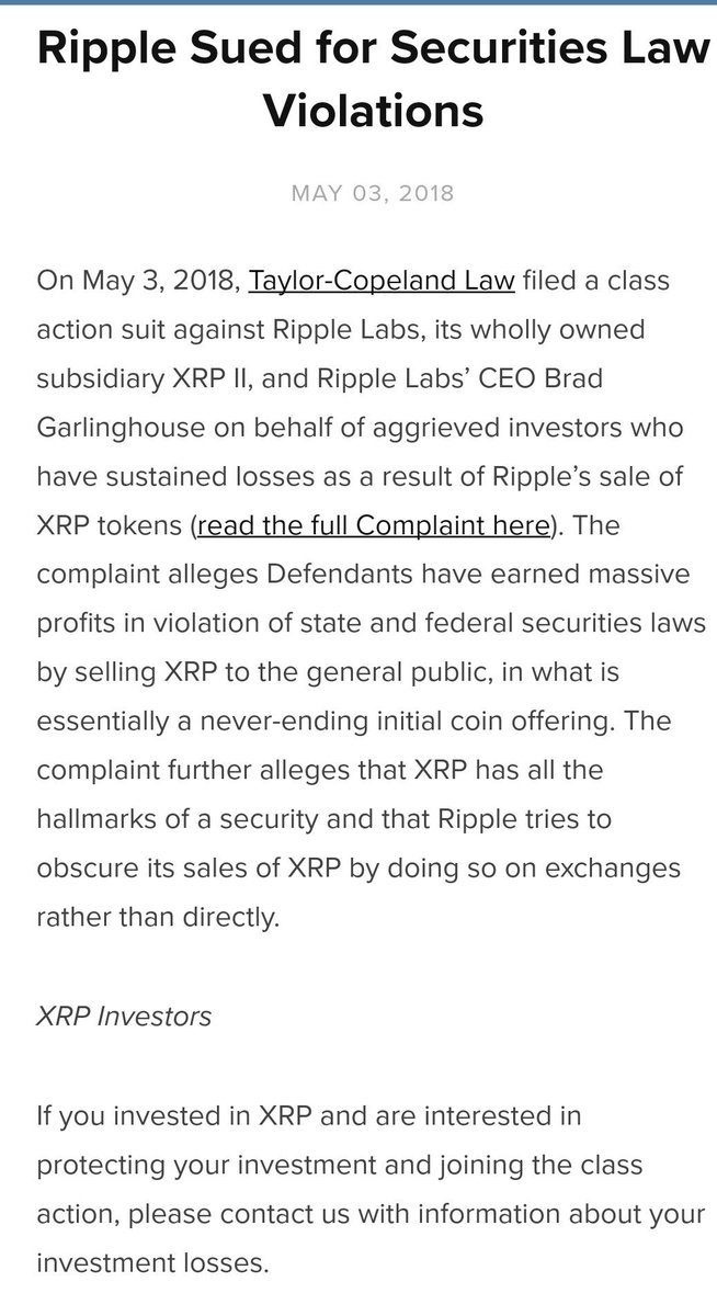 WhalePanda's tweet photo. Ripple Sued for Securities Law Violations $XRP https://t.co/n5rtgoO50N https://t.co/hcKmu1Y2Hr