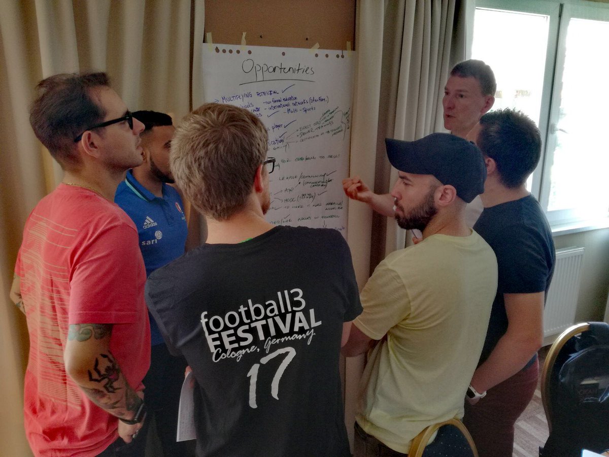 sfw_tweets's tweet photo. Progress in Prague. Network members &amp; friends met in Prague to refine the #football3 Training-of-Trainers toolkit. #MSIS @Fotbalprorozvoj @RheinFlanke @albioninthecomm #Oltalom @BalonMundial @RedDeporteONG @associacaocais @farenet #ShumenUniversity @SDLV_Officiel 
#football4good https://t.co/cPCXAhjo6d