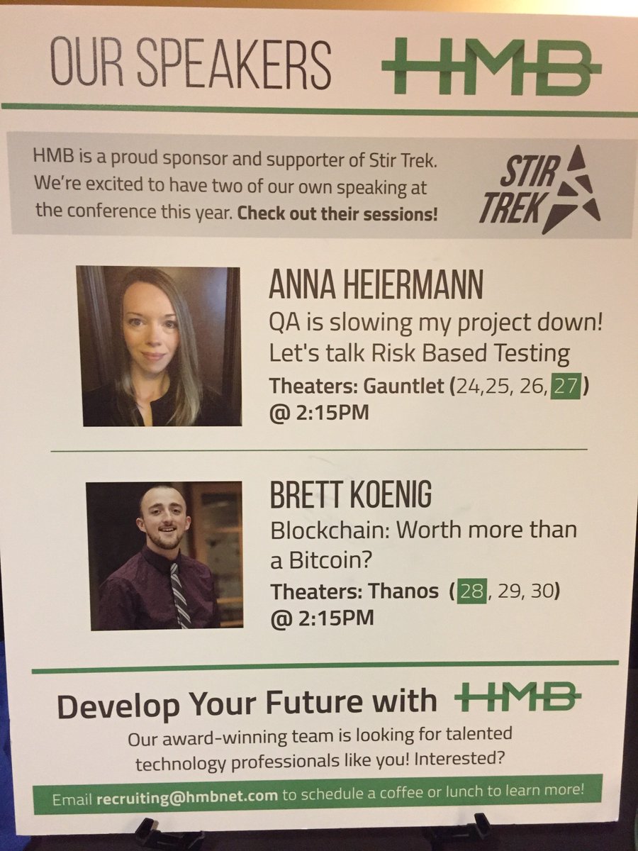 HMBinc's tweet photo. @stirtrek don't miss these awesome talks this afternoon!! #techlife #lifeatHMB https://t.co/Vkt2wEEzvu