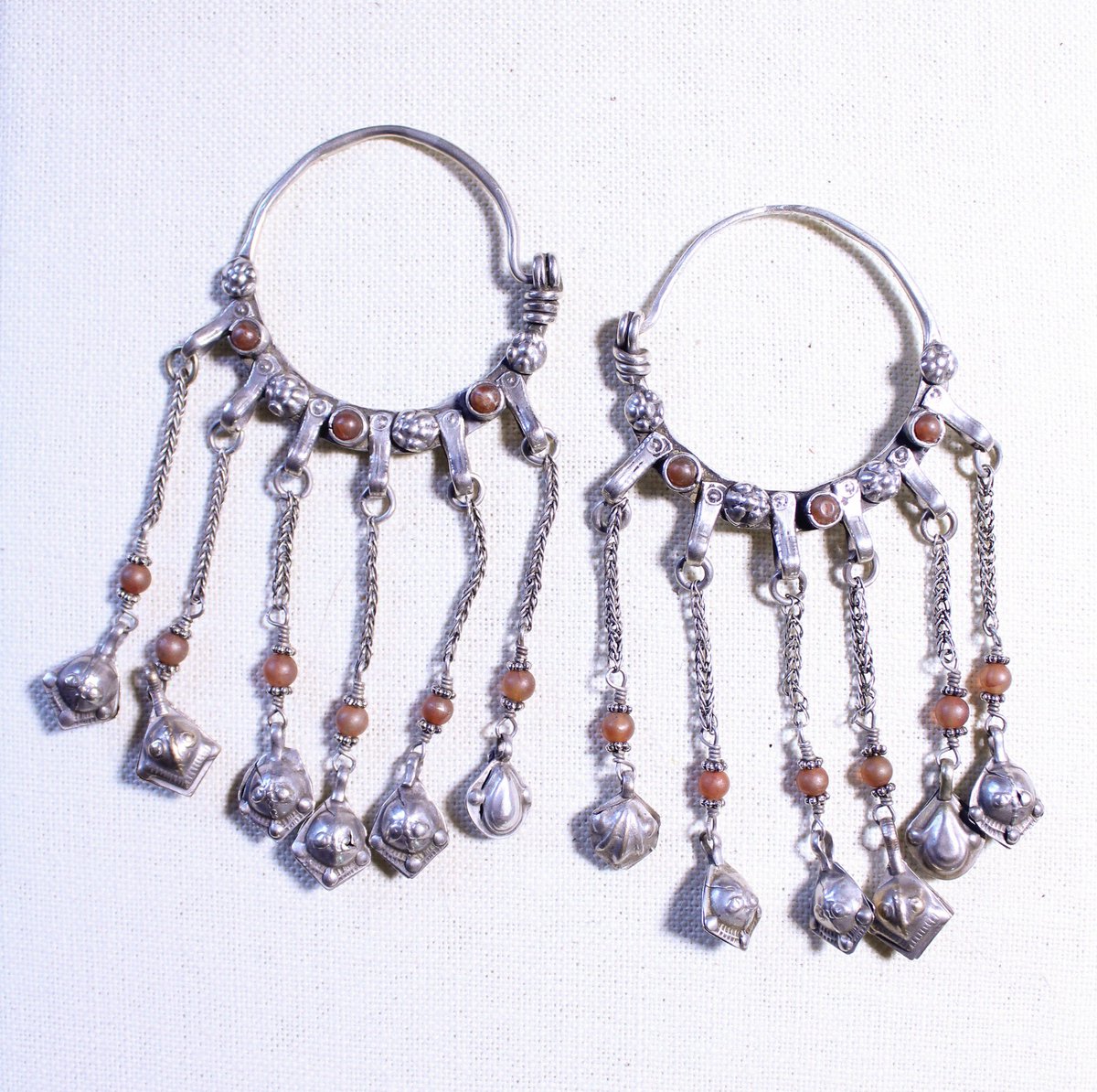 Antique Turkmenistan earrings! Avail at etsy.com/shop/ghostrive… #silverjewelry #tribalsilver #antiquejewelry #tribalstyle #ats #bellydancejewelry #beautifulearrings